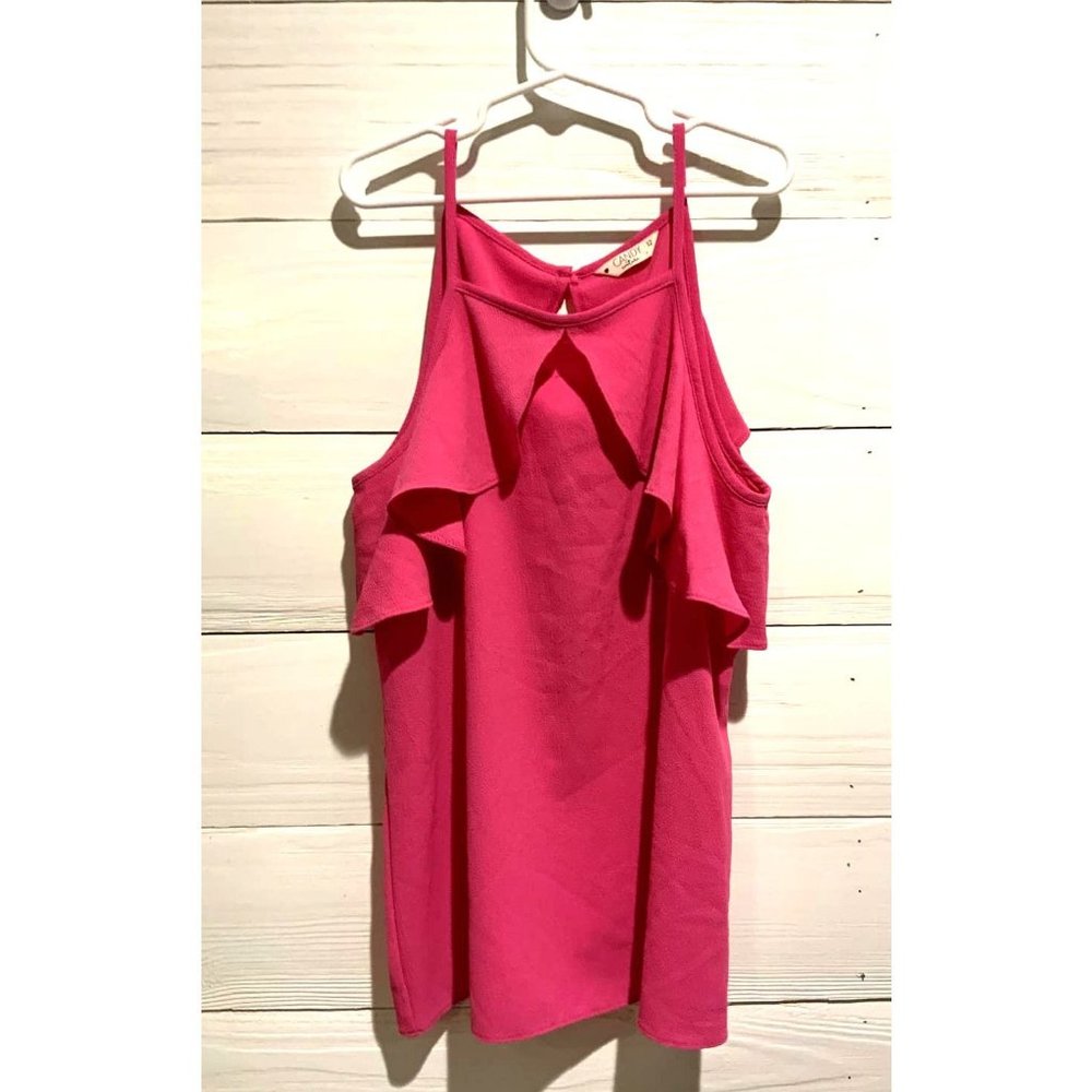 Candy Couture Hot Pink Cold Shoulder Top